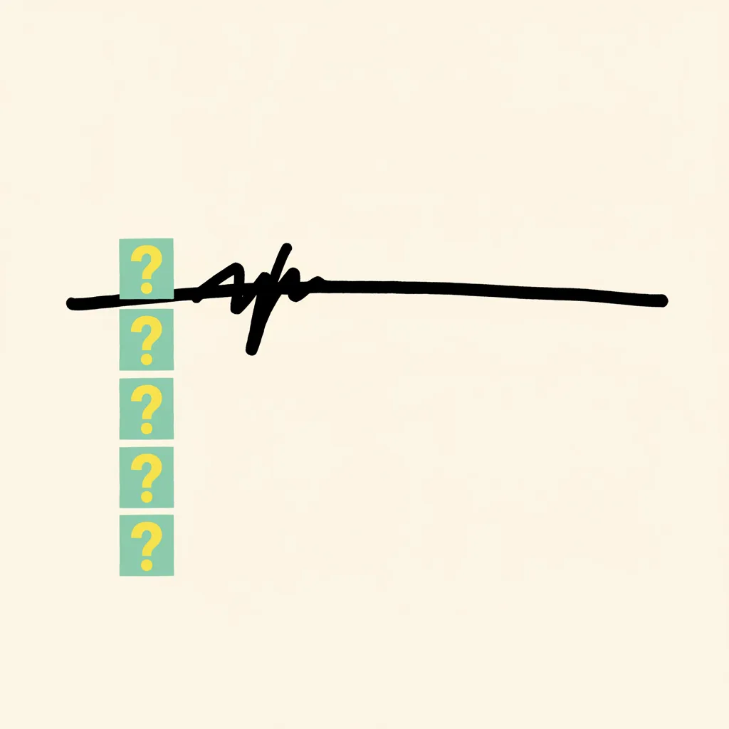 Five empty signature boxes stacked vertically, each marked with a yellow question mark.