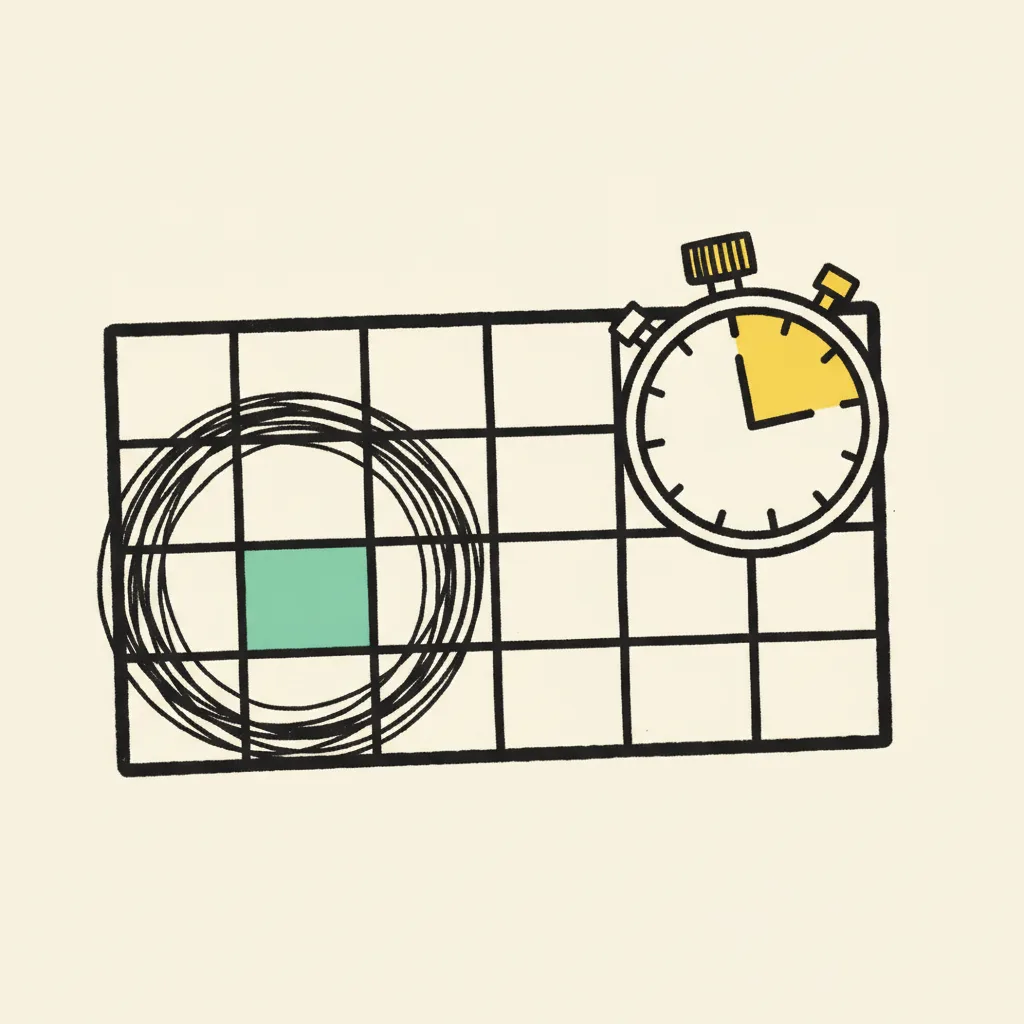 A calendar square circled in heavy black ink with a stopwatch overlapping, representing fast turnaround as the main reason brands choose a buyout.