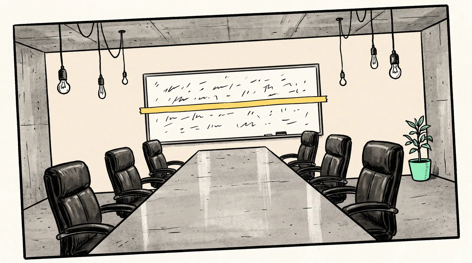 Agency team in a glass-walled meeting room around a long table