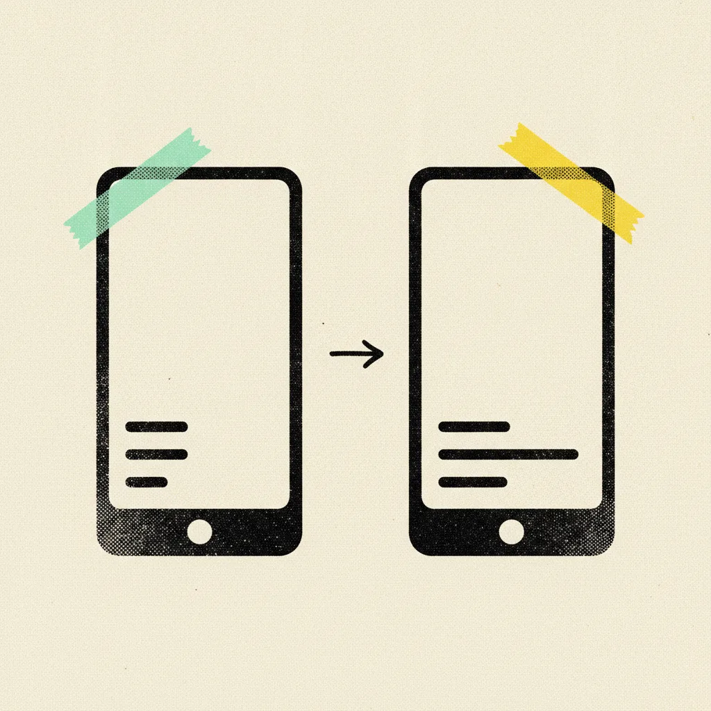Brutalist illustration comparing two smartphone screens, one with short subtitle bars and one with long dual-language bars.
