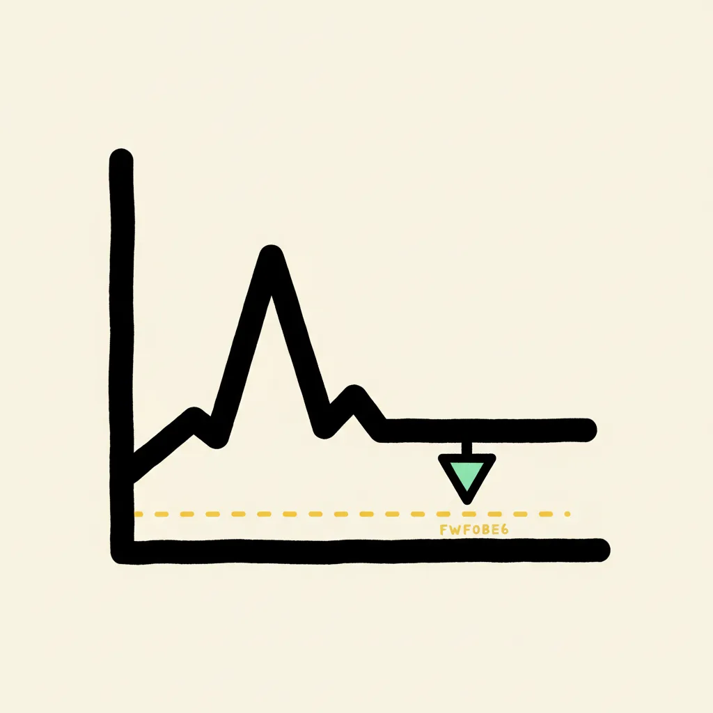 Follower growth line with a sharp spike and a plateau, warning triangle overlaid