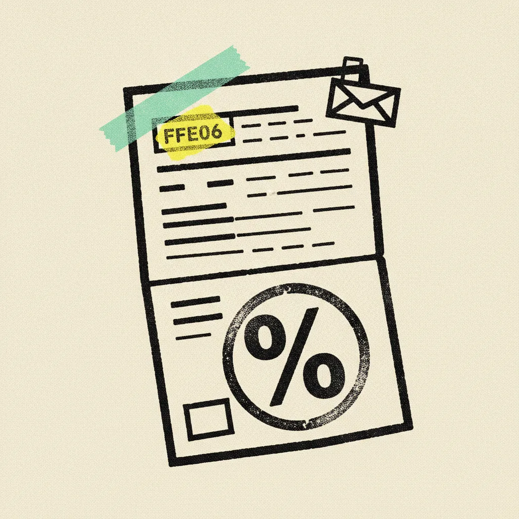 Brutalist editorial illustration of a paper PND-3 withholding tax form with a rubber ink stamp, mint tape strip across the header, and a highlighted deadline date box.